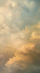 Obraz premium Background of Renaissance Cloud Painting: Pastel Yellow Sunrise, Soft Dreamy Light