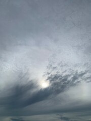 A beautiful picture of an overcast sky. There are dark clouds blocking the sun.