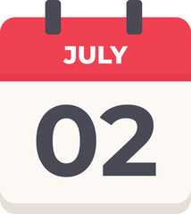 July 02 - Daily Calendar Icon in flat design style