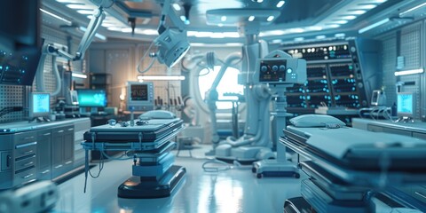 A hospital room filled with medical equipment. Ideal for healthcare and medical concepts