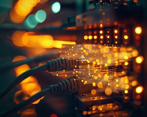 Fiber optic cables transmit data at high speeds. AI.