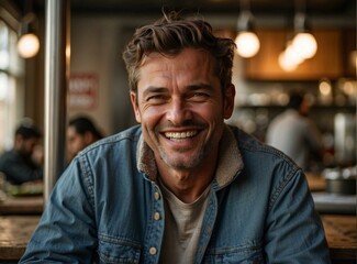 Fototapeta premium Handsome man with a charming smile. AI.