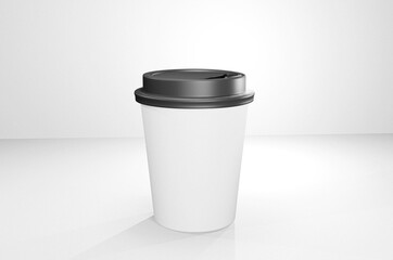 White Coffee Cup mockup 3D rendering image.
