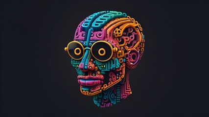 human skull colorfull design