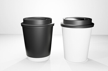 coffee cup double deck and single deck isolated on white background