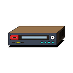 vector illustration of a black DVD player with buttons and a display screen