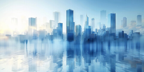 Abstract skyscrapers of a smart city, architectural background