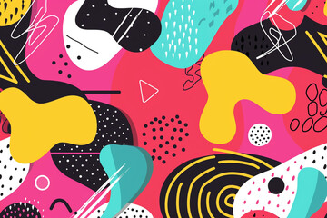 Whimsical vibrant colors and playful shapes define this funky abstract pop style.