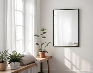 Frame mockup, ISO A paper size. Living room poster mockup. Modern interior design. Living room...