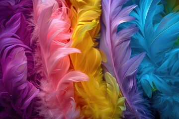 Fototapeta premium Vibrant close up image of colorful feathers, perfect for artistic projects