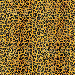 Leopard print seamless background with yellow detail