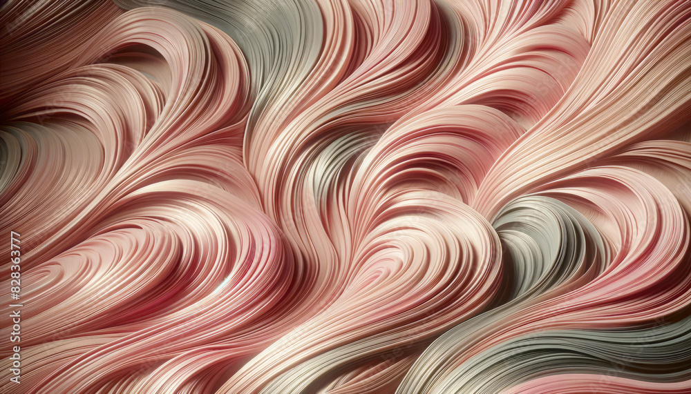 Poster abstract wavy lines in shades of pink and beige, digital art on a smooth background, concept of flui