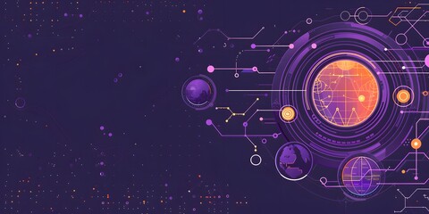 Obraz premium A purple background with a large circle in the middle, technology banner design