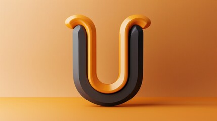 Black and orange letter U on vibrant orange background. Suitable for educational and design projects