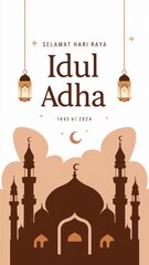 Obraz premium Minimalist Design Selamat Hari Raya Idul Adha with Dark Background