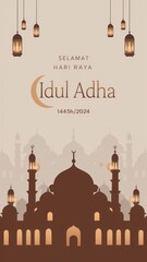 Minimalist Design Selamat Hari Raya Idul Adha with Dark Background