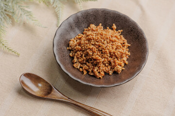 挽肉の甘辛炒め