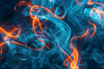 Light blue smoke with neon orange loops creates a vibrant and refreshing stage backdrop.