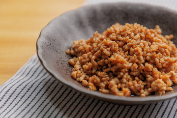 挽肉の甘辛炒め