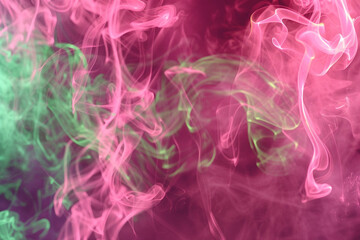 Gentle and energetic concert atmosphere with soft pink smoke and neon green loops.