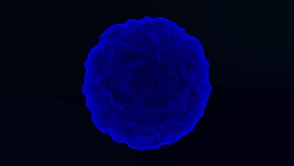 3d surreal mystic neon sphere. Abstract neon blue sphere