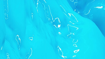 Blue glossy liquid  background organic plastic 3d render abstract wave, elegant textile, macro soft smooth latex texture