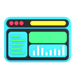 3D renders Blue and green computer screens with a red button. Suitable for technology advertising, website development, and digital security concepts.