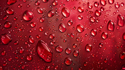 water droplets on red background