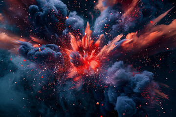 Vibrant sports event poster with navy and red explosion effect.
