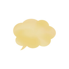 黄色雲形吹き出し_水彩風_左向き単品