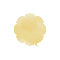 黄色もこもこ吹き出し_水彩風_右向き単品