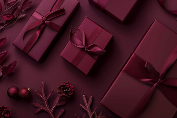 Sophisticated presentations for luxury brands in a rich burgundy template.