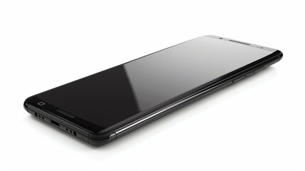 Black smartphone isolated on white background.