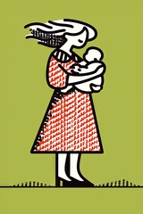 Fototapeta premium A young mother holding her newborn baby. Happy woman and a newborn. Motherhood. 