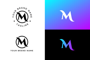 circle M symbol, monogram, letterform logo, gradient monogram, M symbol, monogram, letterform logo, monogram, symbol, initial text logo. text art, M initials, M monogram, M art, Cap logo, hat logo