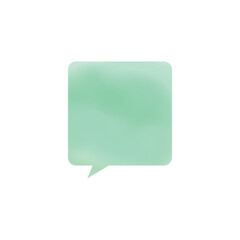 緑色正方形吹き出し_水彩風_左向き単品