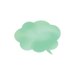 緑色雲形吹き出し_水彩風_右向き単品