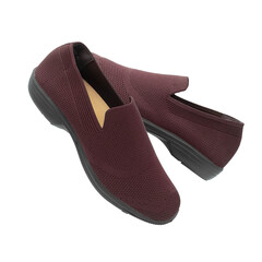 a pair of soft flat shoes comfortable red colored shoes with transparent background