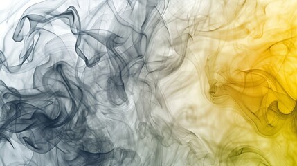 Vibrant swirling smoke in gradient transitioning from warm yellows to cool grays for a dynamic effect. High quality photo