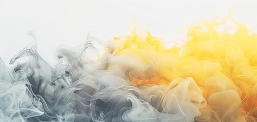 Vibrant swirling smoke in gradient transitioning from warm yellows to cool grays for a dynamic effect. High quality photo
