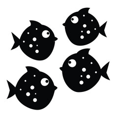 Set of Boxfish black vector on white background
