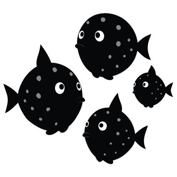 recommend clip art: Set of Boxfish black vector on white background
