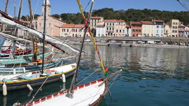The Catalan boats moored in the port of Port-Vendres