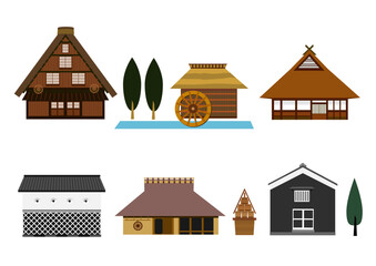 古民家と倉と水車小屋