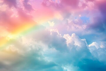 Pale blue square backdrop, mimicking a clear, sunny sky with realistic cloud formations
