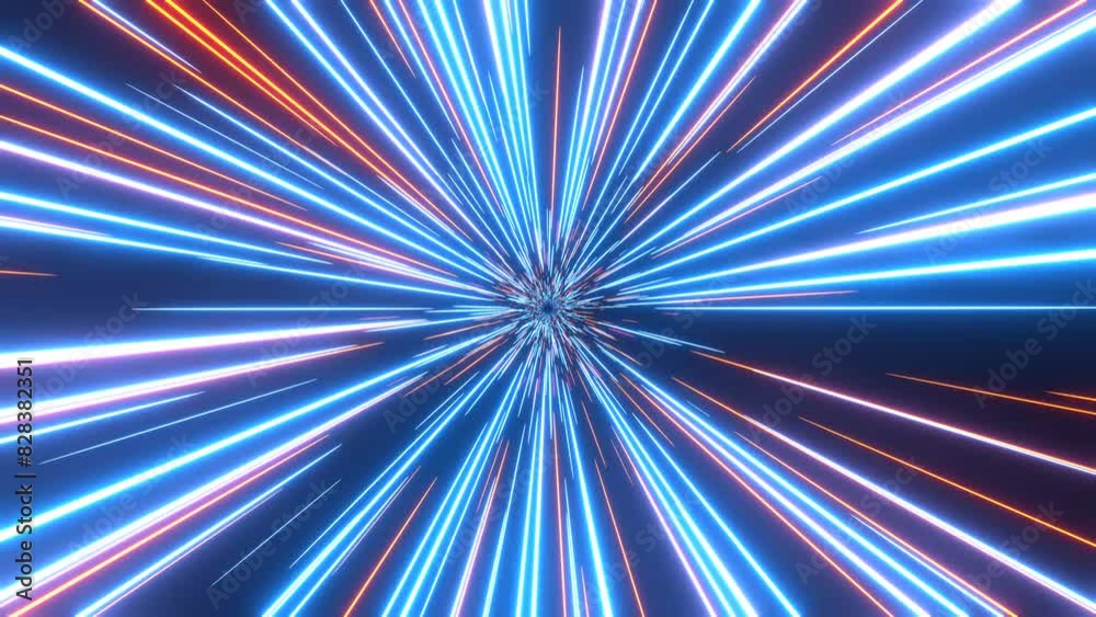 Wall mural portal with light effects. neon futuristic tunnel. abstract visualization of teleportation. speed co