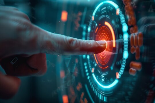 High-quality biometric security ai advancement iris fingerprint scanner cyber digital protection - Powered by Adobe