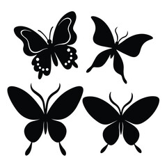 Set of butterfly insect vector art line doodle black vector on white background