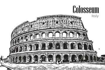 Colosseum in Rome Italy. Vector hand drawn sketch