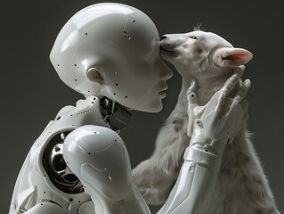 Obraz premium A robot with love and compassion for animals. No.4